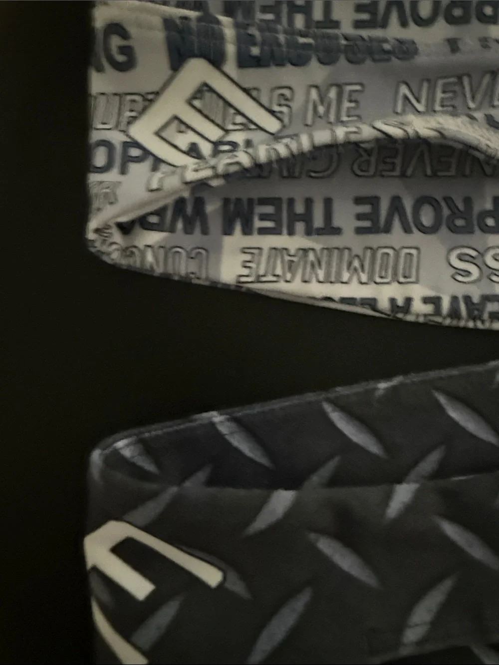 Pair of womens  Elite Navy Textured & Light Gray Motivational headbands